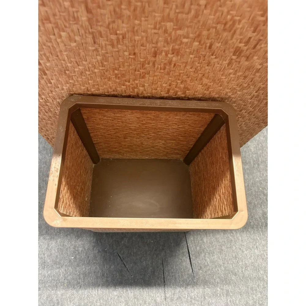Vintage Vogue Woven Wicker Laundry Hamper MCM Tan Cottage Core Trash Can Basket